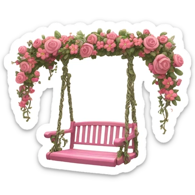 A pink swing made from flower and vines sticker