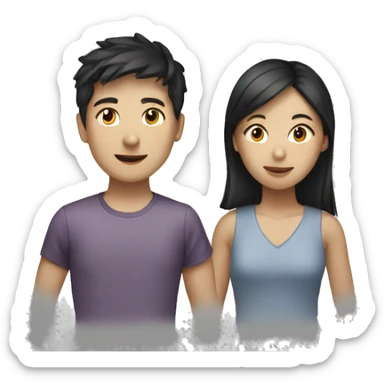 team of 3 asian friends (2 boys and 1 girl) sticker