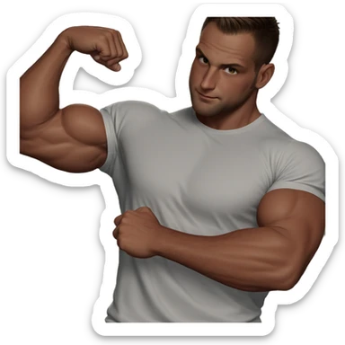 muscular male in white shirt sticker