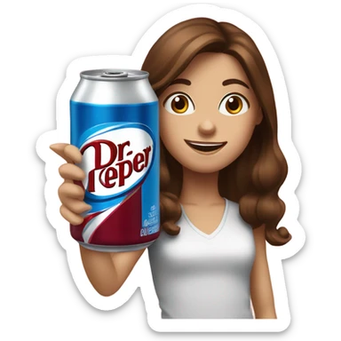 Chugging dr pepper Brown hair girl blue eyes sticker
