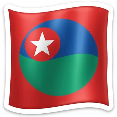 Emoji de bandera, mitad, azul y mitad inferior verde con un círculo rojo en el centro de la bandera en forma de rueda sticker