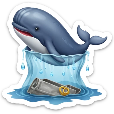 whale stuck in plastic waste bag sticker