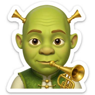 shrek sans cheveux et deux petites oreilles en trompettes une sur chaque cote de son crane sticker
