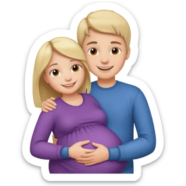 Make a pregnant boy being hugged by a girl sticker