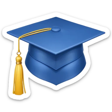 blue graduation cap with yellow tassel sticker