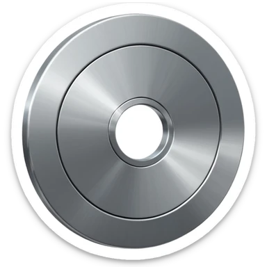 metallic disc emoji, brushed chrome surface, clean geometry, futuristic minimal 3D style, isolated on white sticker