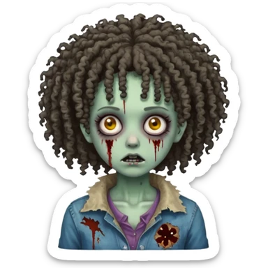 Zombie girl with curly fro sticker