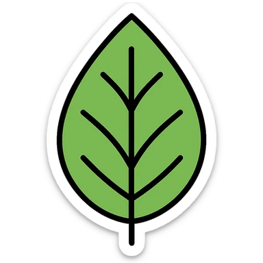 green leaf with black outline, subtle color gradients, modern icon style sticker