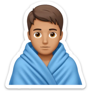 
a guy is using a blanket sticker