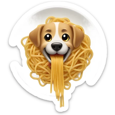 Dog eating spaghetti ￼ sticker