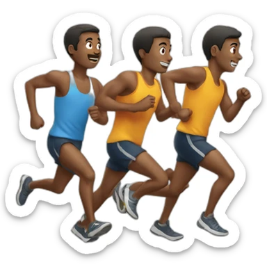 Three men running sticker