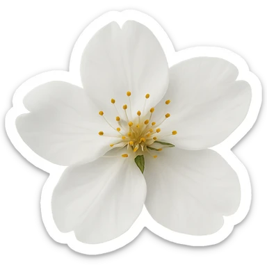 show  one white cherry blossom, remove background sticker