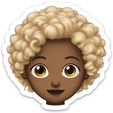 curly black hair with blond tips skin color light brown button nose eyebrows brown/ black eyes and I'm a girl sticker