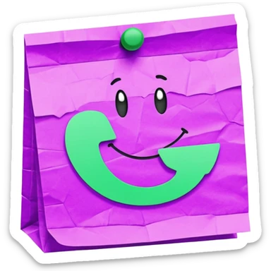 purple post-it note with green checkmark sticker