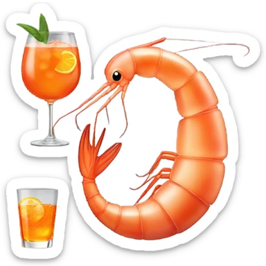 A shrimp chilling in an aperol spritz sticker
