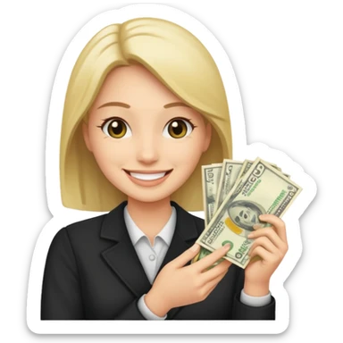 Friend holding a wad of cash sticker