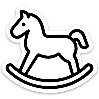 rocking horse, outlined icon style, clean lines, no fill, modern look sticker