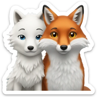 A red fox and a snowy arctic fox sticker