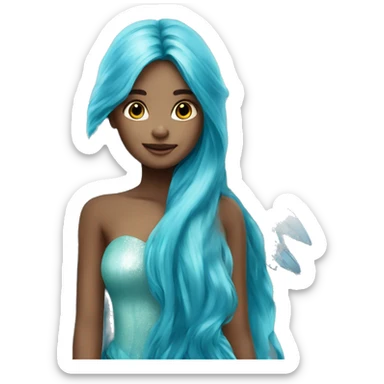 Beautiful, fairy, blue, turqoise, silver, long hair, big wings sticker