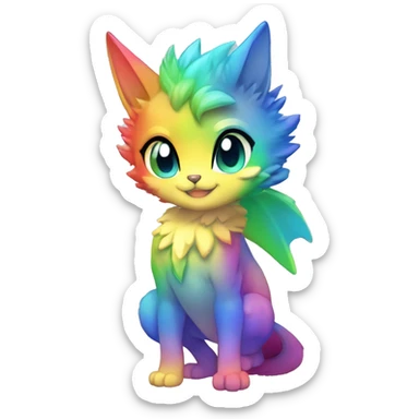 a anthro chibi-style rainbow-gradient-shiny gem-sparkle-Fakémon-hybrid full body sticker