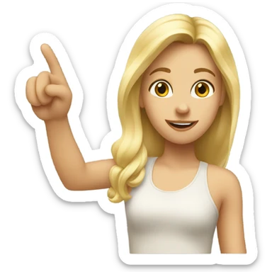 blond girl pointing finger in the right corner of the picture sticker