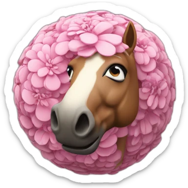 3d sphere with a cartoon filthy peony Horse skin texture with calm eyes sticker