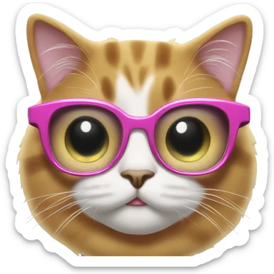 Silly cat with sparkly glasses sticker