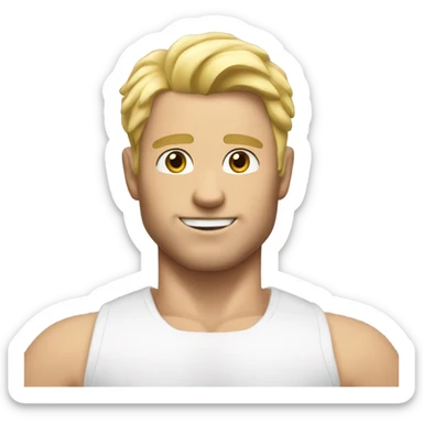 Gorgeous white man with blonde hair and a muscular physique  sticker