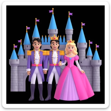 prince and princess disny dress close up photo in castle sticker