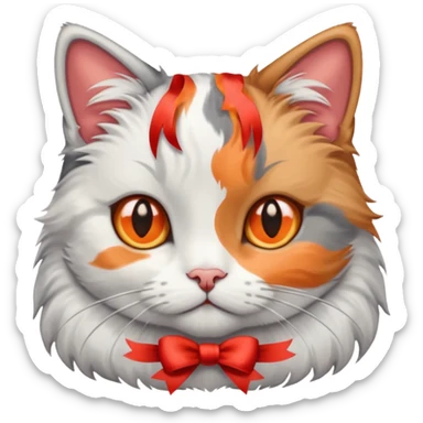 Dilute calico cat with ribbon sticker