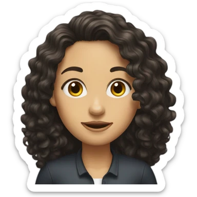 alyson our boss with long dark curly hair sticker