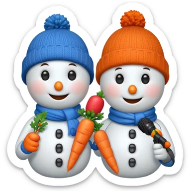 snowmen with microphone with winter cap sticker