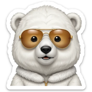 baby Polar bear with aviators sticker