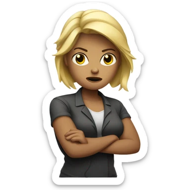 Angry blonde woman crossing her arms sticker