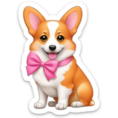 orange corgi with pink bow sticker