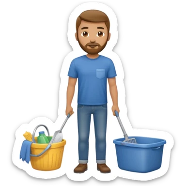 Guy with very short beard doing house chores sticker