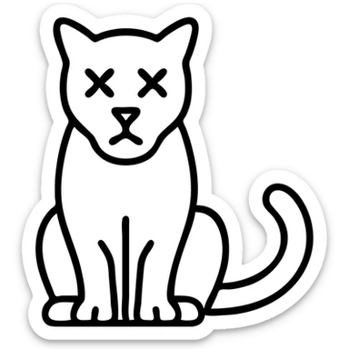 Make the mountain lion look dead by adding cartoon X's for eyes, keep the exact same style, pose, and background. sticker