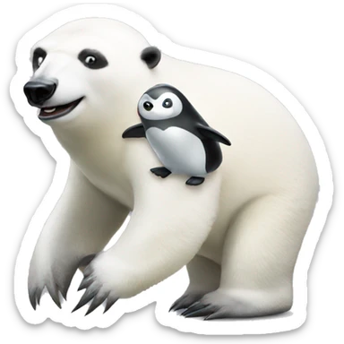 Penguin riding a polar bear  sticker