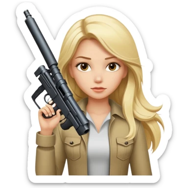 Beautiful blonde Long Hair Gangsta girl with a big gun sticker