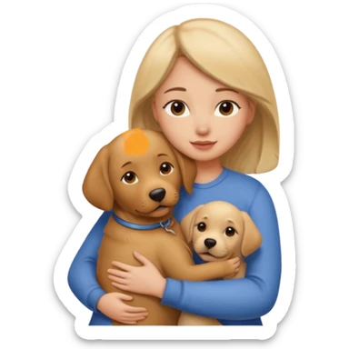 Girl hugging Labrador  sticker