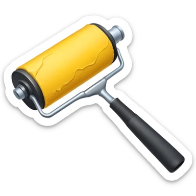 paint roller with yellow paint on it sticker