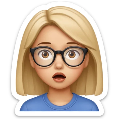 girl with glasses looking surprised into the distance sticker