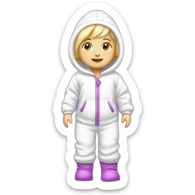 Bébé blonde en pijama 100% blanc et des bottes mauve  sticker
