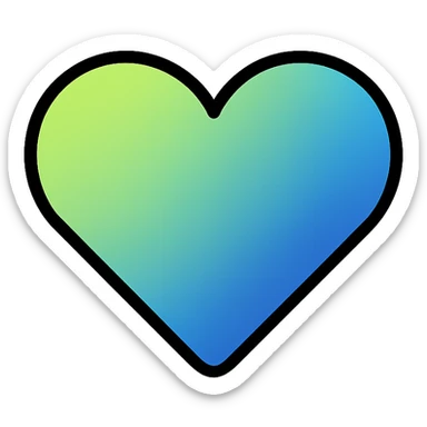 gradient heart icon with clean lines, modern icon style, lime and indigo gradient, no text sticker
