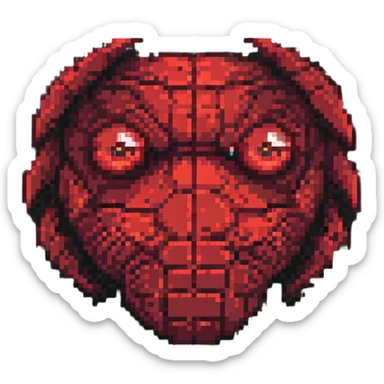 Create only red glowing eyes in Minecraft style, blocky and pixelated, no face or head, just the eyes, dark background, inspired by the reference image's style. sticker