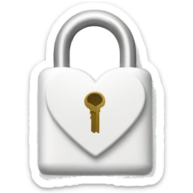 white heart shaped lock and key sticker