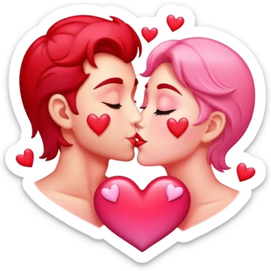 passionate kiss with hearts sticker