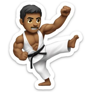 Muscled up karate guy sticker