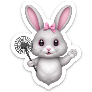 A rabbit hold a fan playfully sticker
