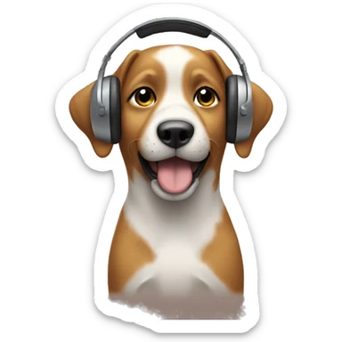 A dog puts on headphones sticker